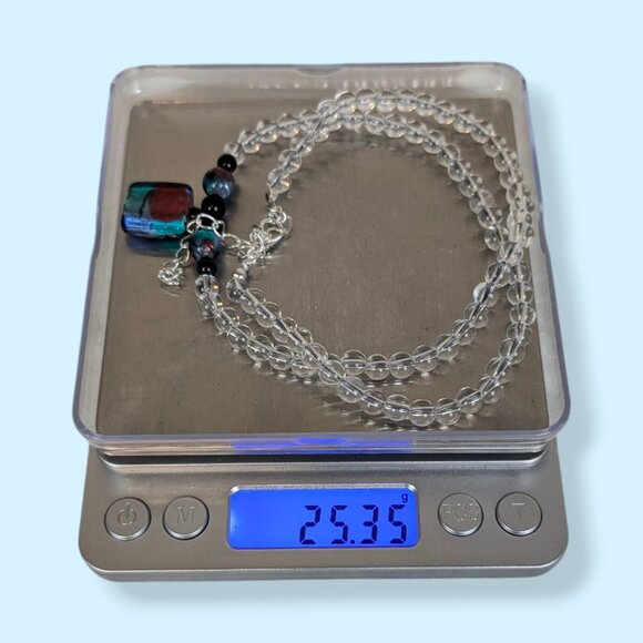 Beaded Art Glass Pendant Necklace - Picture 5 of 5